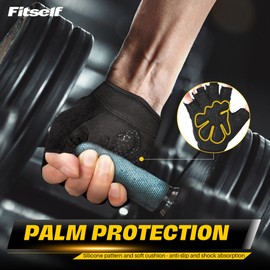 Fitself Fitness Gloves Men Women Breathable Weightlifting Training Gloves for Gym Strength Training Bodybuilding Workout Cycling, black, s