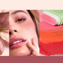 Barra de Rubor en Crema, Rubor iluminador para llevar con Esponja (2#) Tinte Sólido Hidratante para Mejillas, Rubors en Barra Multiusos, Barras Hidratantes con Color