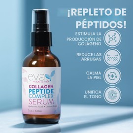 Peptide Complex Serum por Eva Naturals (2 onzas) El mejor serum facial antiedad, reduce las arrugas y aumenta el colágeno, cura y repara la piel a la vez que aumenta el tono y la textura, con ácido hialurónico y vitamina E, 2 onza
