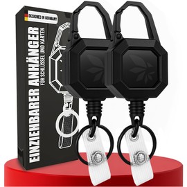 Pack of 2 Heavy Duty Retractable Keychains, Heavy Duty Retractable ID Badge Holder, Durable Lanyard with Yo-yo Function, Strong Key Holder, Practical Keychain with Carabiner