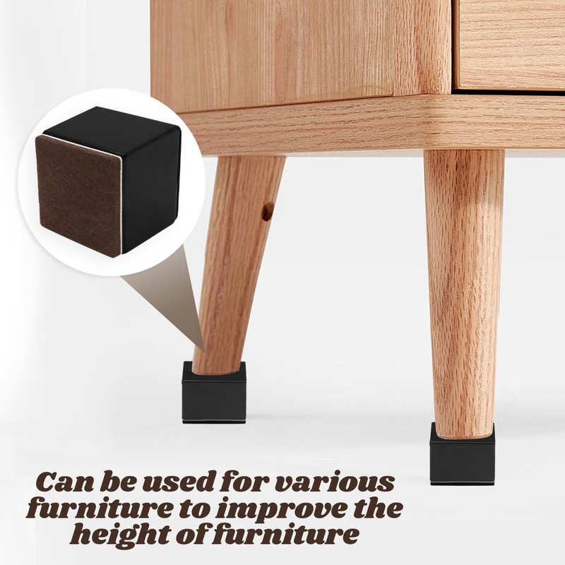 Kyuionty Self-Adhesive Furniture Risers Set of 4, Square Lift Risers