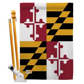 Ornament Collection HS191521-P3 Maryland Americana States Impressions Decorative Vertical 28" x 40" House Flag Set Printed in USA Multi-Color