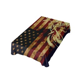 WELLDAY Rectangular Tablecloth Dining Decorative Kitchen Motorcycle American Flag Table Covers 54x54(in) Polyester