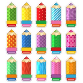 Whaline 30Pcs Colorful Pencil Thick Gel Clings Back to School Window Gel Decals First Day of School Window Clings for School Classroom Nursery Decor