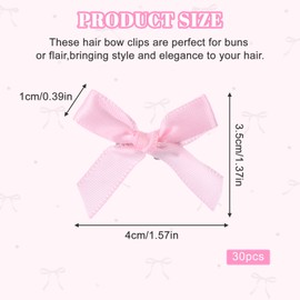 30 PCS Pink Mini Bowknot Hair Clips for Women, Small Hair Bows Clips, Satin Bows for Hair Small, Bow Hairpins, Mini Ribbon Bows, Ribbon Small Claw Clips for Teens Girl Women(Pink)