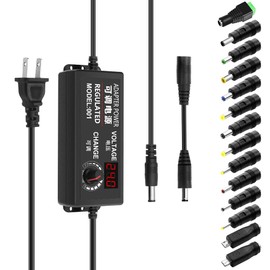 Aclorol Universal AC Adapter 3V-24V 3A 72W Adjustable Power Supply DC 3V 5V 6V 9V 12V 24V 100-240V AC/DC Converter Various Switching with Polarity Converter & 14 Tips for 12V 5V LED Pixels Lights
