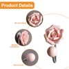 MOROBOR Pink Flower Ceramic Wall Coat Hook，4pcs 3D Rose-Shaped Chrome