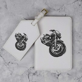 Azeeda 'Sketchy Motorbike' Passport Cover & Luggage Tag Travel Set (PA00027017)