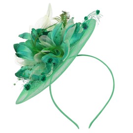 Beaupretty Green Fascinators Vintage Fascinators Headband Flower Mesh Ribbons on a Headband and a Clip Tea Party Headwear for Weddings Tea Parties