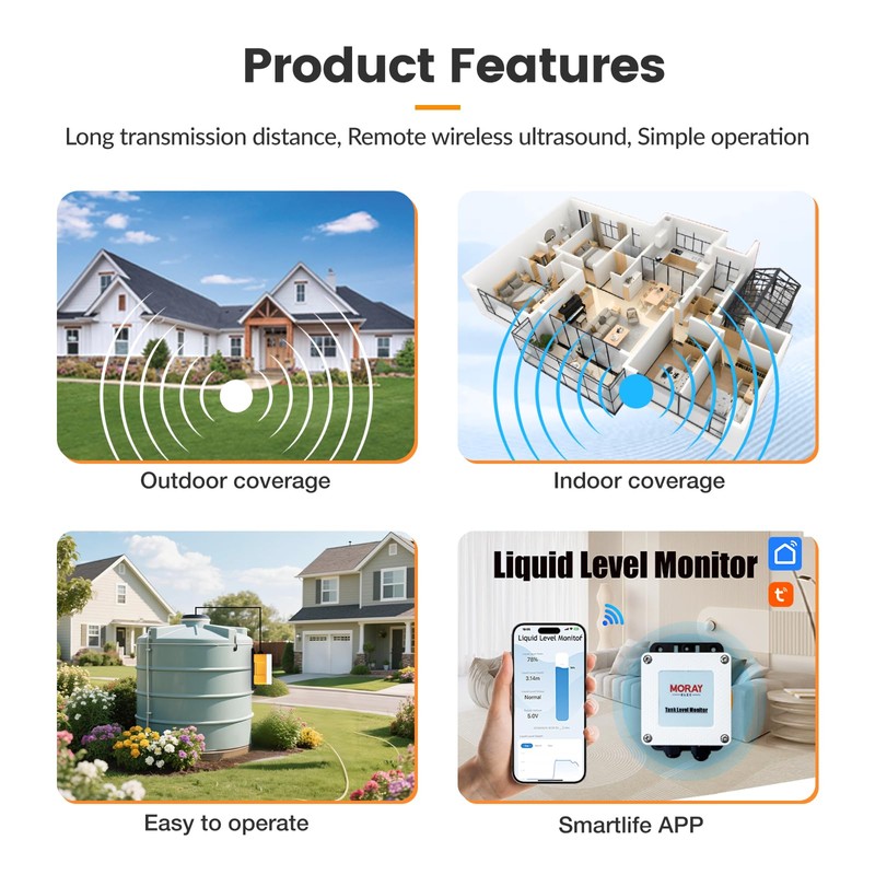 Moray Smart WiFi Water Level Sensor Submersible Tank Level Monitor