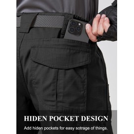 CNBQDD Mens Work Pants Construction Waterproof Cargo Pants Tactical for Men Ripstop Lightweight Outdoor Hiking Pants with Pockets Black 34Wx34L