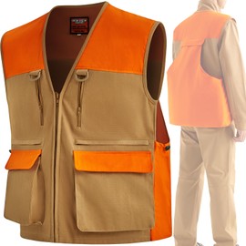 NEW VIEW Upland Hunting Vest for Men- Blaze Orange, Pheasant Hunting Vest with Game Pouch, Bird Hunting Vest for Quail- M