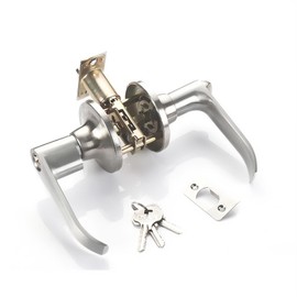 happykau Door Knob, Keyed, Lever Handle, Door Lever, Bathroom Door Knob, For Toilet, Entrance Door Knob, Lever Handle for Residential Use, Interior Door Knob Replacement, Keyed Door Lever (Silver)