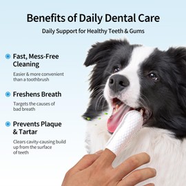 funfawn Dog Teeth Cleaning Finger Wipes - Pet Dental Care Wipes for Dogs & Cats - Freshens Breath - Remove Plaque and Tartar - Disposable Gentle Cleaning & Gum Care Dog Finger Toothbrush - 50 Count