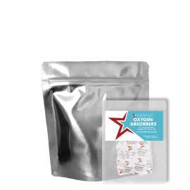 PackFreshUSA (100 Pack) 7 Mil Quart Seal-Top Stand Up Mylar Bags + 200cc Oxygen Absorbers