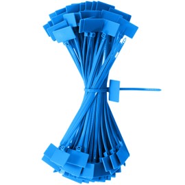 QIMEI-SHOP Cable Tie Tags Blue 150 mm x 3 mm Cable Labelling Cable Tie Set Tensile Strength 10 kg Adjustable UV Resistant for Cable Management Gardening Pack of 100