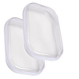 Bliss Zippered Hard Pouch, Sided Clear Zipper Case for Storage - Plastic Clear Zipper for Pencil Case, Toiletry Pouch, Travel Organizer, Cosmetic Bag, Toy Storage Bins - (2 Pack - Medium Size)