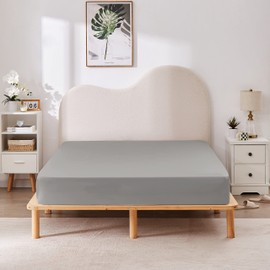 HBHLFZ Twin XL Fitted Sheet Only, 16” Deep Pockets - Soft Breathable Brushed Microfiber - All Around Bottom Stretch Fit, Wrinkle Resistant, Colorfast, Twin XL Size Bed Sheets, Grey