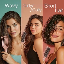 Cepillo para Cabello Rizado, Cepillo Definidor de Rizos para Rizos y Ondas Definidos sin Esfuerzo, Cepillo Ventilado para Cabello Húmedo y Seco, Para 