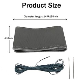 QKWL Steering Wheel Cover，Steering Wheel Wrap，Steering Wheel Covers, Wear-Resistant, Sweat-Absorbing, Anti-Slip and Dustproof Fits Most Sedans, SUVs, Trucks, and Vans (Grey, Hole)