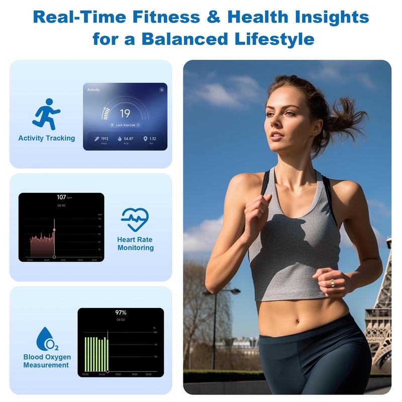 SEEKZERO Smart Ring for Women Men - Titanium Health Fitness