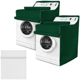 BlueStars 2PCS Washing Machine Covers with Laundry Bag: Perfect For Top-load and Front-load Washer/Dryer - Premium Outdoor Protection For Most Washer Dryer Cover - W29”x D28”x H40” (Green)