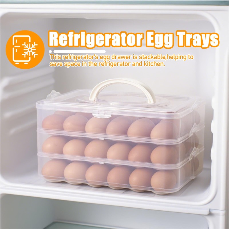 Egg Holder for Refrigerator,3-Layer Deviled Egg Container with Lid and