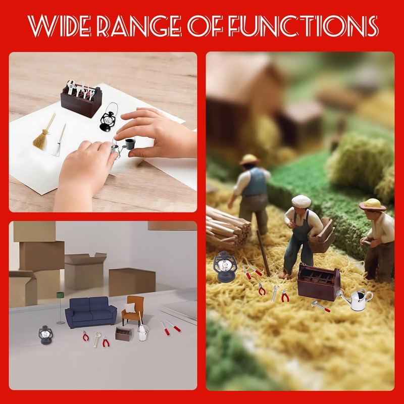 Gfamous Pack of 12 Mini Wooden Tool Box with Tools,