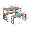 Vecelo 3Pcs Kitchen Dinning Table and Benches Set For 4-6,