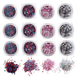 BIUDECO 12pcs Nail Art Lovers DIY Heart Shaped Nail Gems Glitter Stickers Hotfix Rhinestones for Manicure