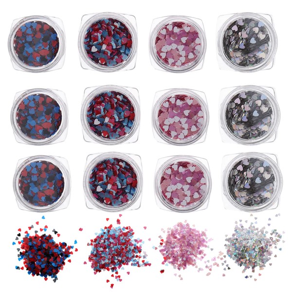 BIUDECO 12pcs Nail Art Lovers DIY Heart Shaped Nail Gems