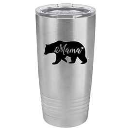 Tumbler Stainless Steel Vacuum Insulated Travel Mug Mama Bear Mom Mother (Stainless Steel, 20 oz)