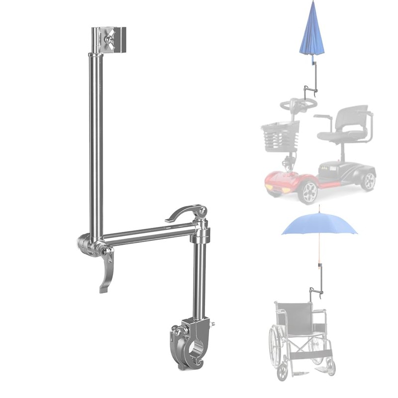 Mobility Scooter Umbrella Holder - Foldable Stainless Steel Mount Stand