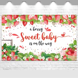 Avezano Strawberry Baby Shower Banner Floral A Berry Sweet Baby Is On The Way Decorations Girl Baby Shower Party Decorations Background