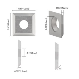 Square Corners 12mm Carbide Inserts, 12mm Length x 12mm Width x 2.2mm Thick, 35 Degree Cutting Angle, 4-Blade Straight Hole, Suitable for Replacing Helical Planer Cutter Heads (12 * 12 * 2.2mm)