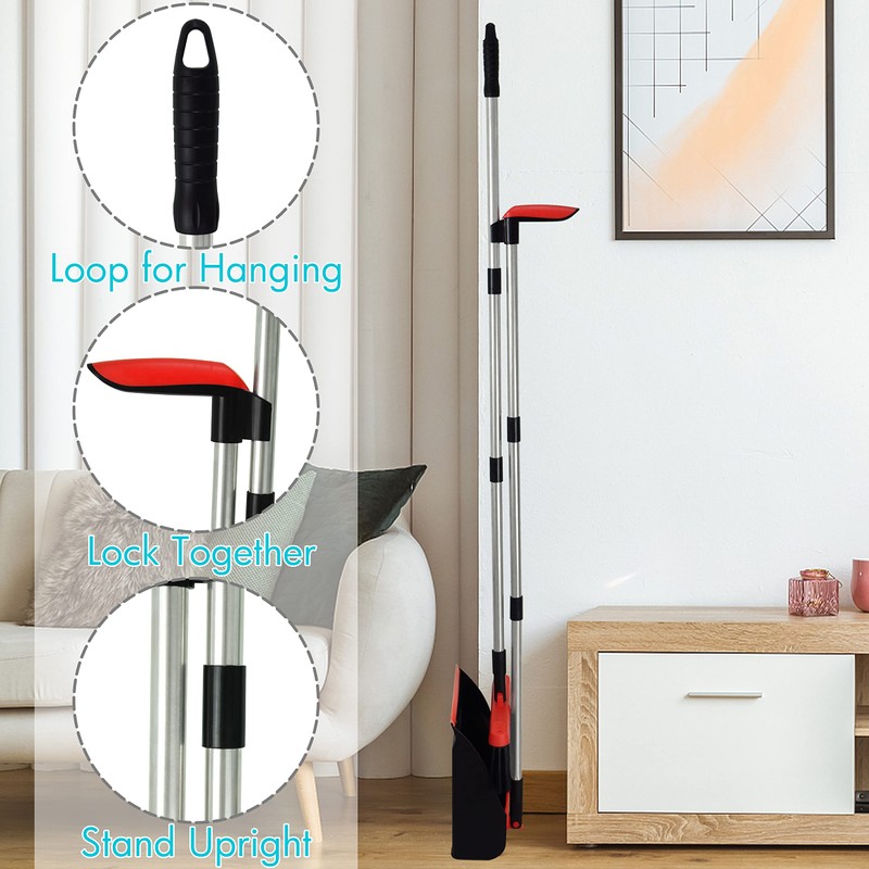 PHYEX 2-Pack Broom and Dustpan Combo Set, with 48" Adjustable