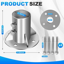 2 3/4" 304Stainless Steel Chain Link Fence Post Base Flange 1Pc
