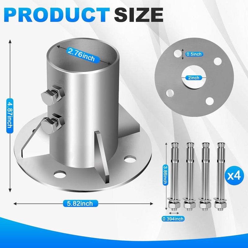 2 3/4" 304Stainless Steel Chain Link Fence Post Base Flange