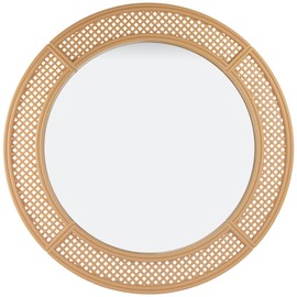 Northlight Round Woven Style Wall Mirror, 30", Beige