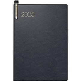 BRUNNEN Pocket Diary Model 713 (2025), 2 Pages = 1 Week, A7, 160 Pages, Leather Cover, Black