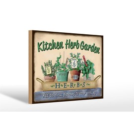 FEMER Wooden Garden Sign 30 x 20 cm Church Herb Garden Mint Thyme Decorative Sign Wooden Sign