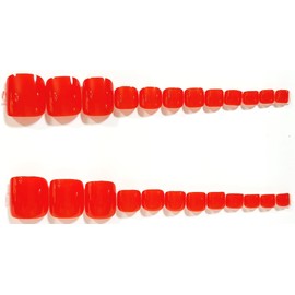 Ruby Red Press-on Toenails - 24 Pieces - Artificial Nail Kit