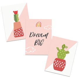 Todo Bien Design Inc. Decoración de pared para oficina en casa, plantas bohemias, animales, acuarela, modernas, minimalistas, obras de arte para guardería, sin marco (plantas-1-2 rosas, 5 x 7)