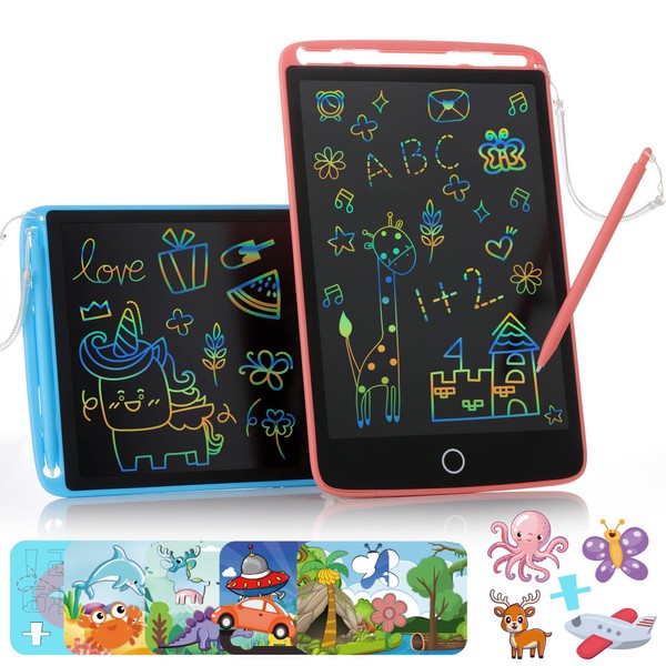 KIDWILL Tablet per bambini, 2 pezzi, tavoletta da scrittura a colori, tavoletta da disegno, per ragazzi e ragazze, da 2 a 6 anni (2 confezioni da 10")
