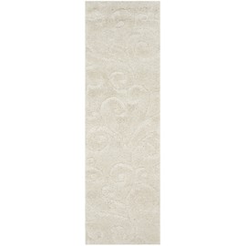 SAFAVIEH Florida Shag Collection Runner Rug - 2'3" x 7', Cream & Cream, Scroll Design, Non-Shedding & Easy to Clean, High-Low Plush Pile, Ideal for Bedroom, Foyer, Hallway (SG455-1111)