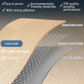 ZYJT Birch Edge Banding, 2 inch x 50ft roll of Veneer Edge Banding - Pre-glued Flexible, Real Wood Tape for Cabinet Repair & Furniture Restoration