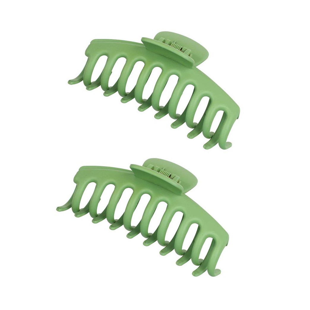 2 Pack Big Hair Claw Clips Nonslip Large Claw Clip for Women and Girls Hair,Strong Hold Grips Hair Accessories 4 Inch (Green)