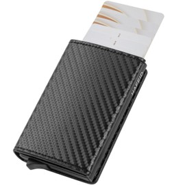 HAFEID Card Case RFID Protection - Purse Coin Compartment Note Compartment - Wallet for Men and Women - Mini Wallet Metal - Slim Wallet - Wallet Vegan - Credit Card Holder, carbon, rfid wallet