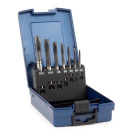 GSR HSSE-ALCrO Silver Tap Set, 7 Pieces, DIN 2184-1 (DIN 371/376), Form B, Metric M3-M12 in Sturdy Cassette, Machine Tap Set Professional