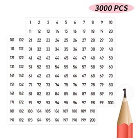 3000 PCS Number Stickers Labels, 0.4'' Transparent Consecutive Number Stickers 1-200, Vinyl Numbered Sticker, Self-Adhesive and Residue-Free, Use for Indoor and Outdoor